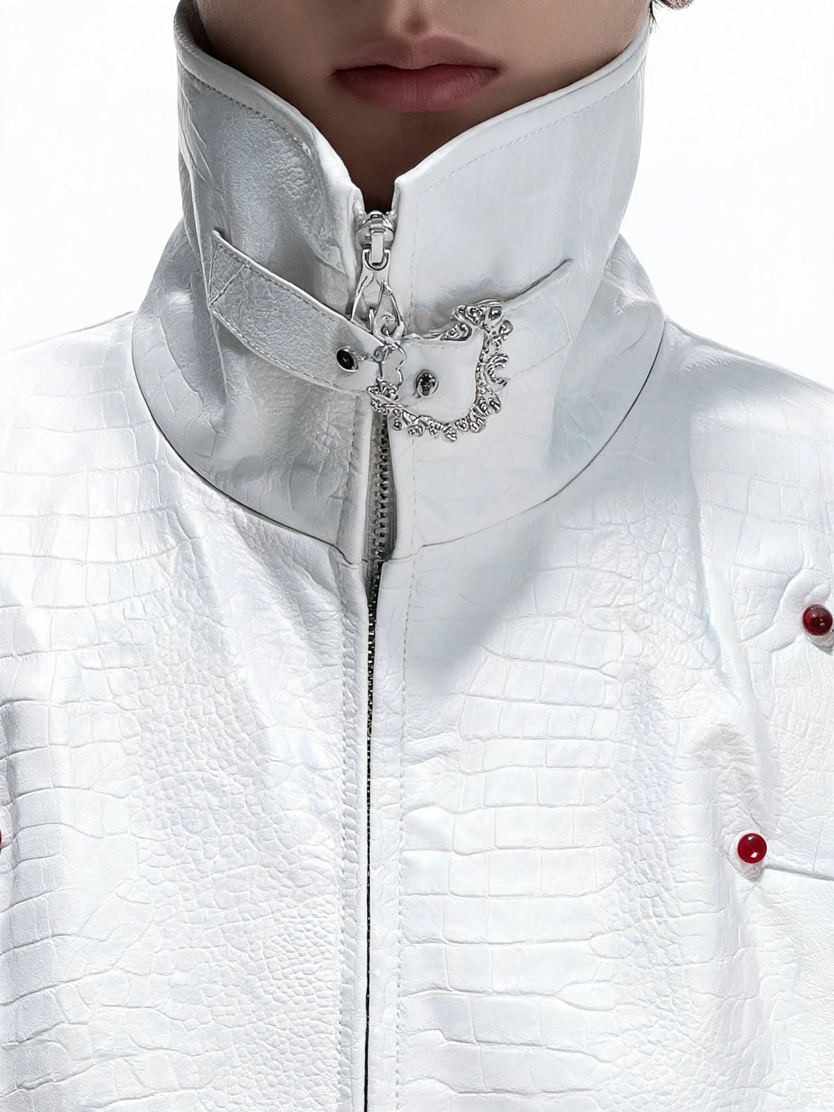 Opium Croc Leather Jacket Weiß - Fuga Studios