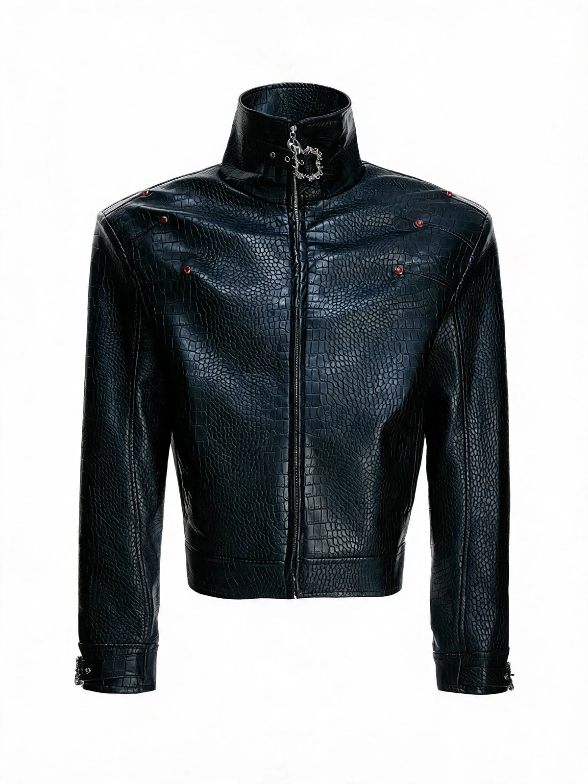 Opium Croc Leather Jacket Schwarz - Fuga Studios