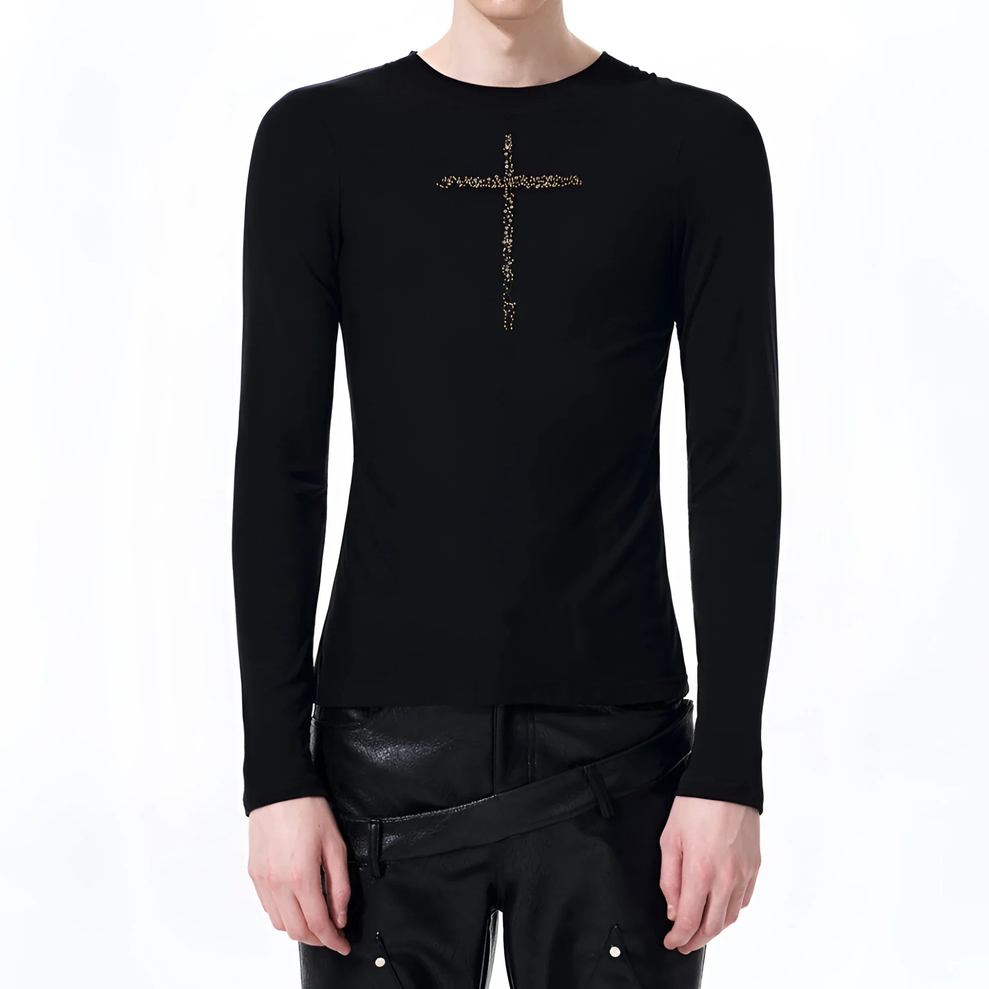 Placeholder Mens Crew-neck Cross Long-sleeve T-shirt - Fuga Studios