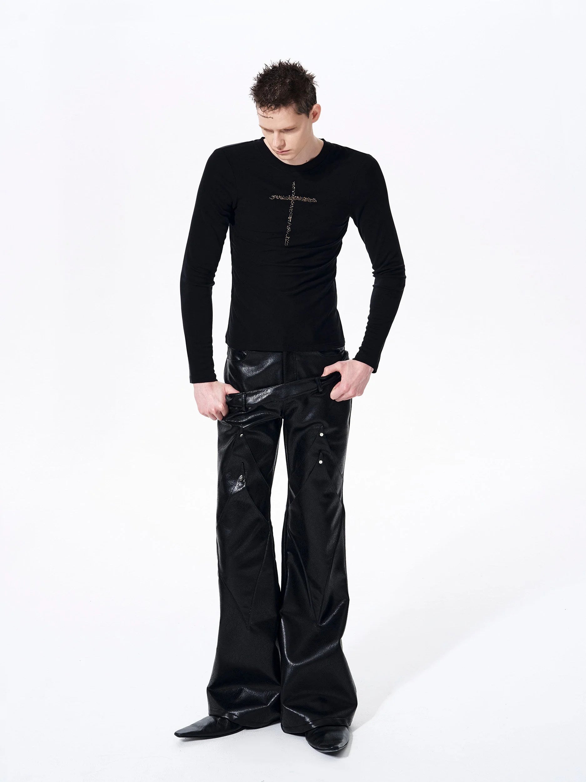 Placeholder Mens Crew-neck Cross Long-sleeve T-shirt - Fuga Studios