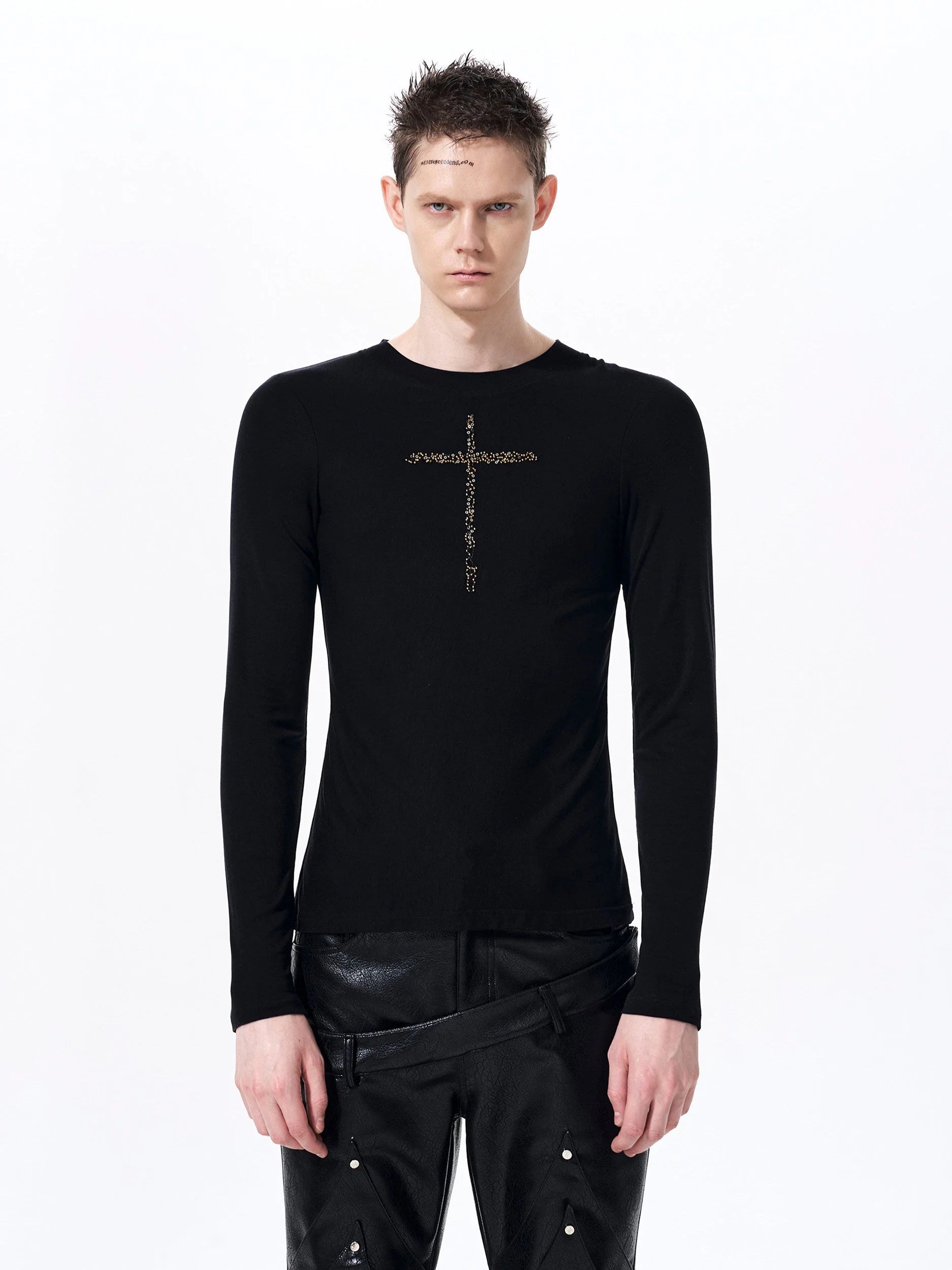 Placeholder Mens Crew-neck Cross Long-sleeve T-shirt - Fuga Studios