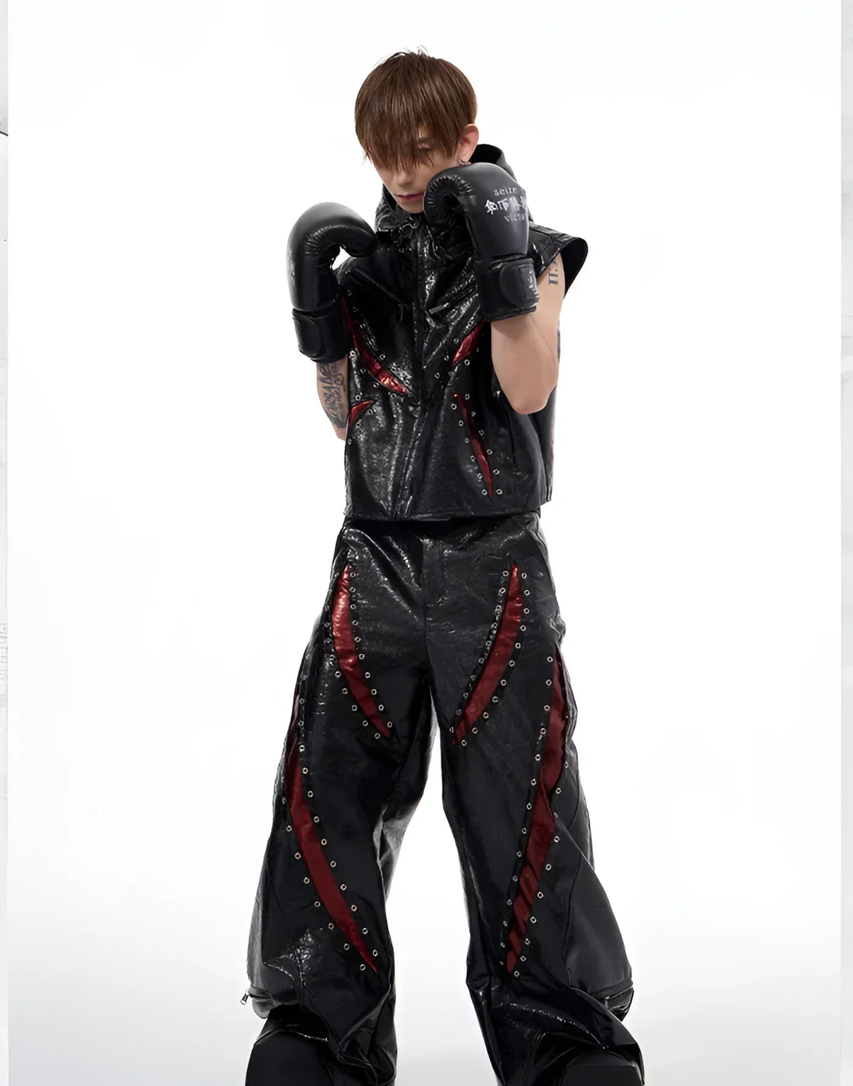 Opium Leather Set. Hooded Vest, Wide-Leg. | Fūga Studios