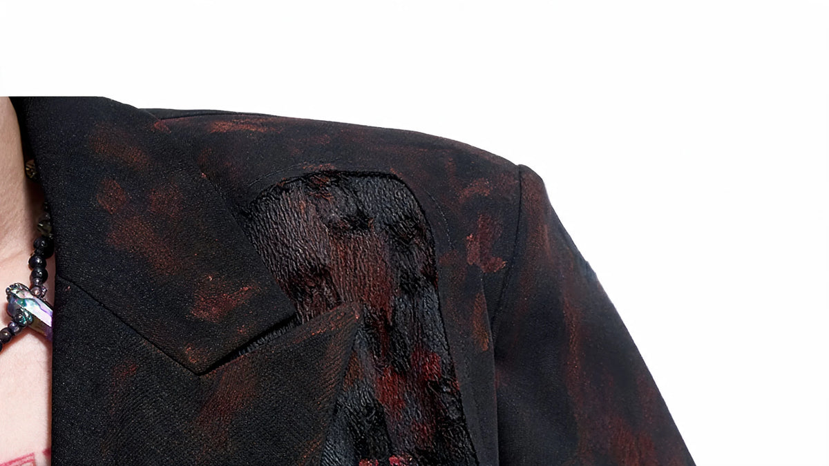 Opium Dark Rose Distressed Blazer Set - Fuga Studios