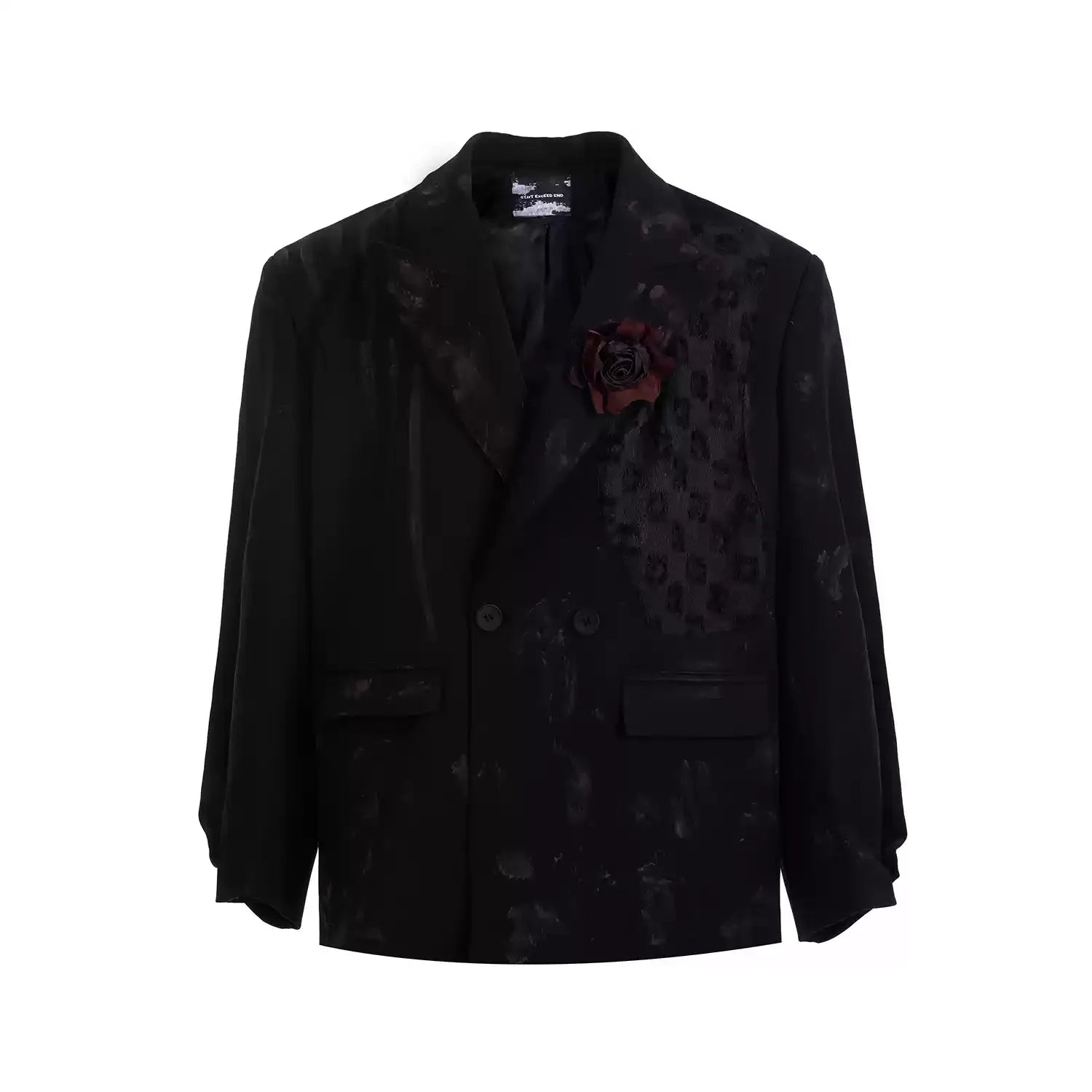 Opium Dark Rose Distressed Blazer Set - Fuga Studios