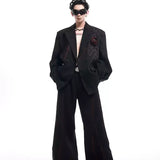 Opium Dark Rose Distressed Blazer Set - Fuga Studios