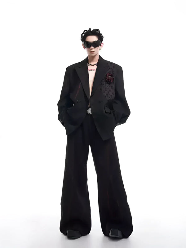 Opium Dark Rose Distressed Blazer Set - Fuga Studios