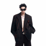 Opium Dark Rose Distressed Blazer Set - Fuga Studios