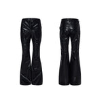Placeholder Double-waistband, Slightly Flared Leather Pants - Fuga Studios
