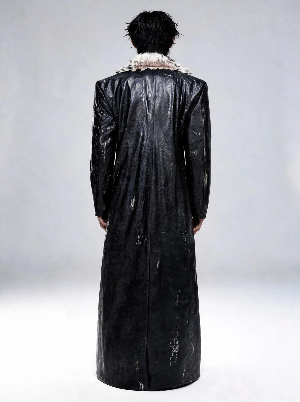 Opium Distressed Leather Coat Schwarz - Fuga Studios