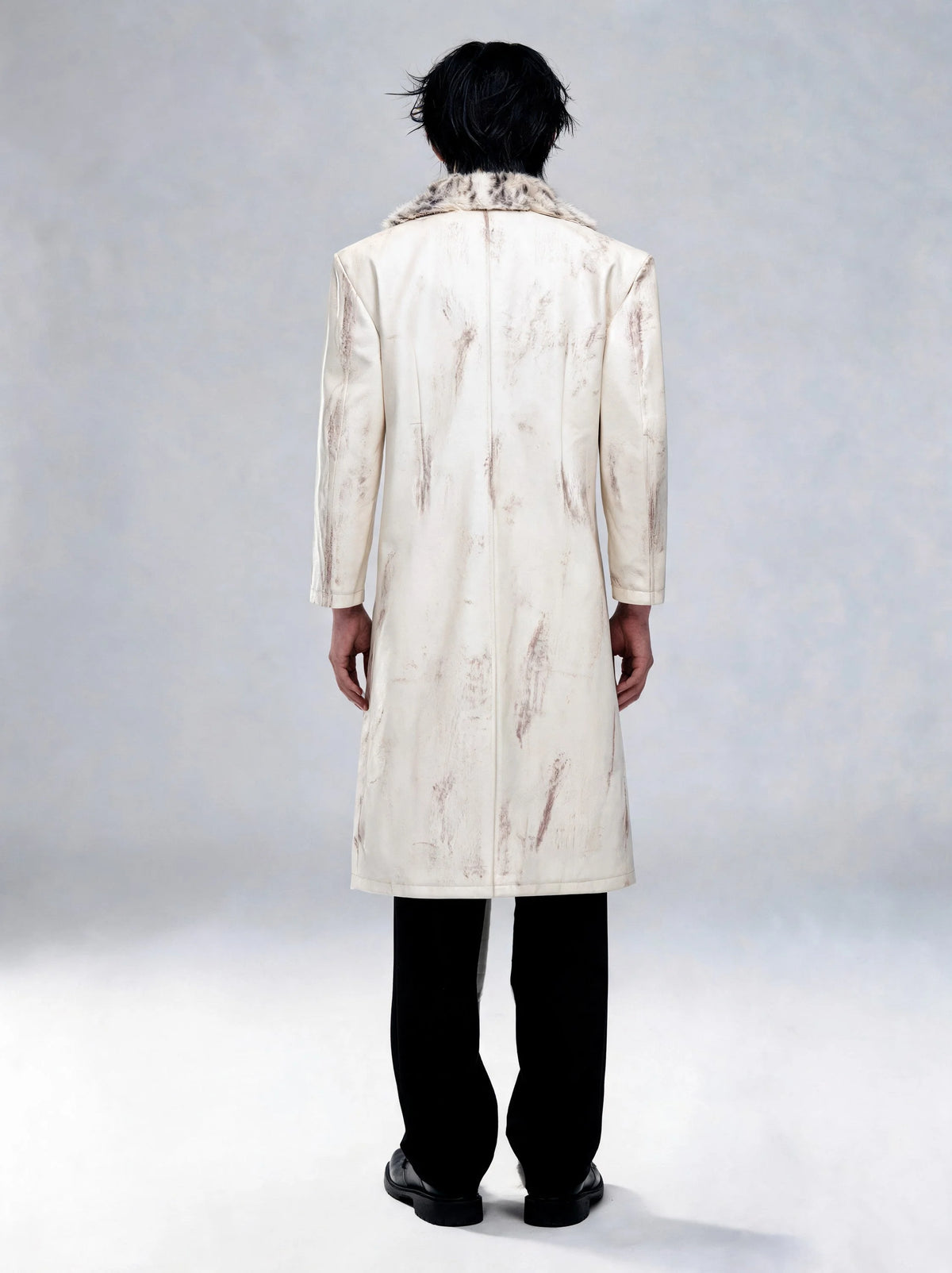 Opium Distressed Leather Coat Creme - Fuga Studios