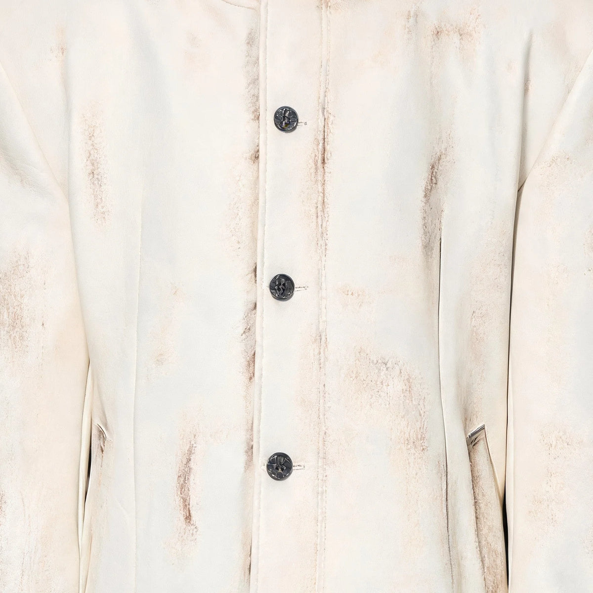 Opium Distressed Leather Coat Creme - Fuga Studios