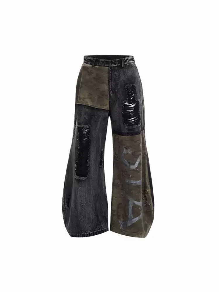 Opium Distressed Panel Flare Jeans - Fuga Studios