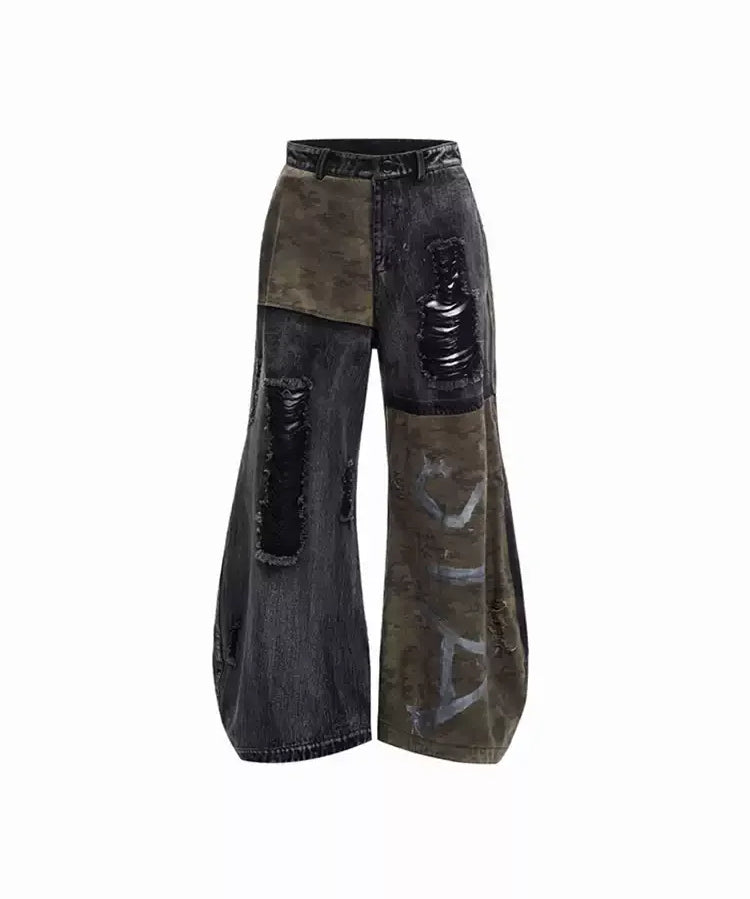 Opium Distressed Panel Flare Jeans - Fuga Studios