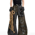 Opium Distressed Panel Flare Jeans - Fuga Studios