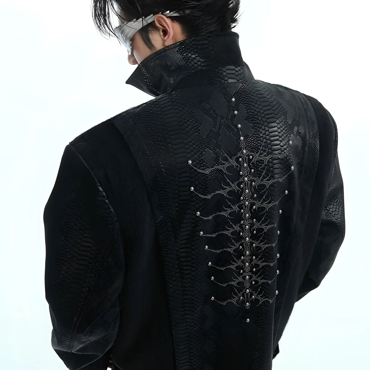 Opium leather jacket. Dragon embroidery, studs. | Fūga Studios
