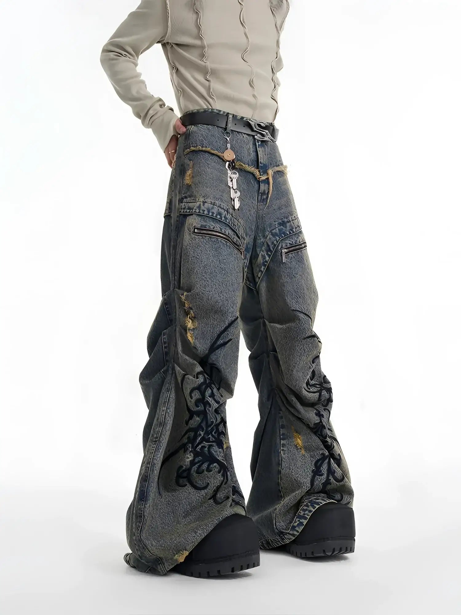Opium Dragon Flare Denim Jeans - Fuga Studios