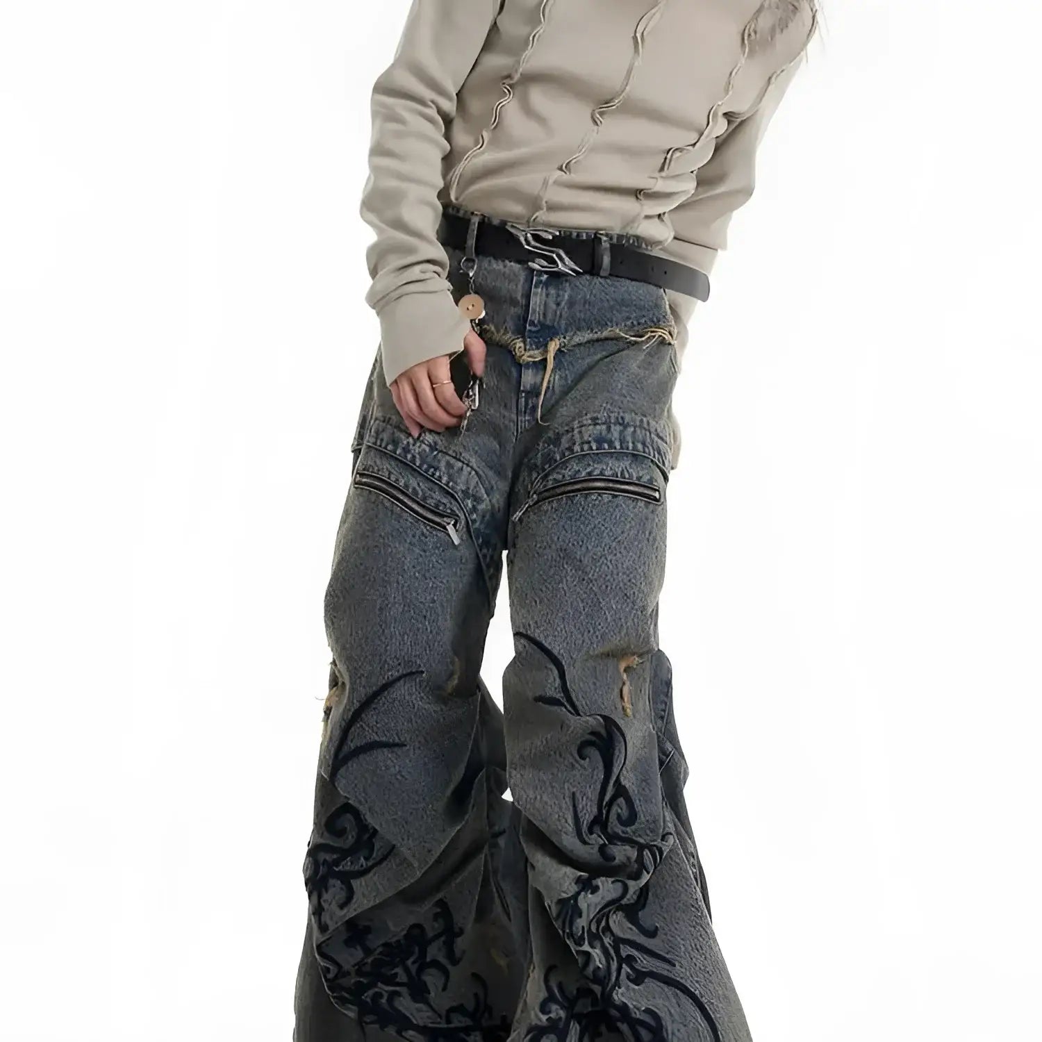 Opium Dragon Flare Denim Jeans - Fuga Studios