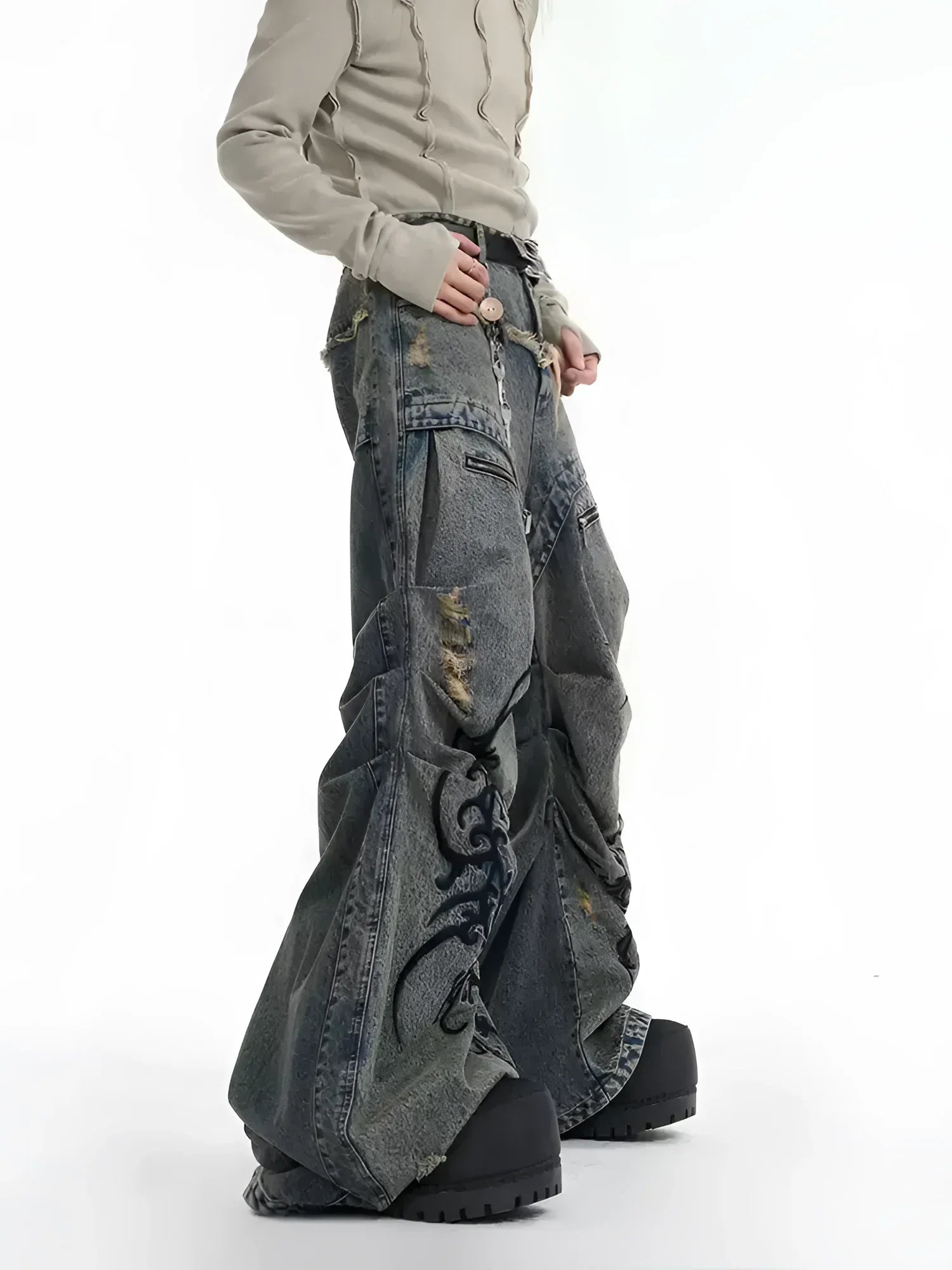 Opium Dragon Flare Denim Jeans | Limited Edition | Fūga Opium Dragon Flare Denim Jeans | Limited Edition | Fūga