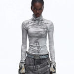 Opium Dragon Rhinestone Turtleneck Top - Fuga Studios