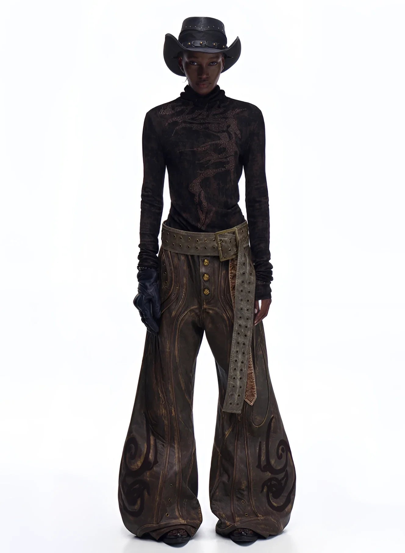 Opium Dragon Rhinestone Turtleneck Top - Fuga Studios