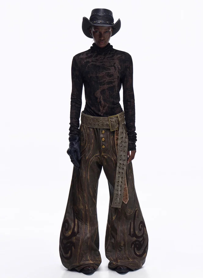 Opium Dragon Rhinestone Turtleneck Top - Fuga Studios