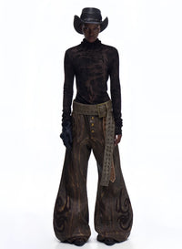 Opium Dragon Rhinestone Turtleneck Top