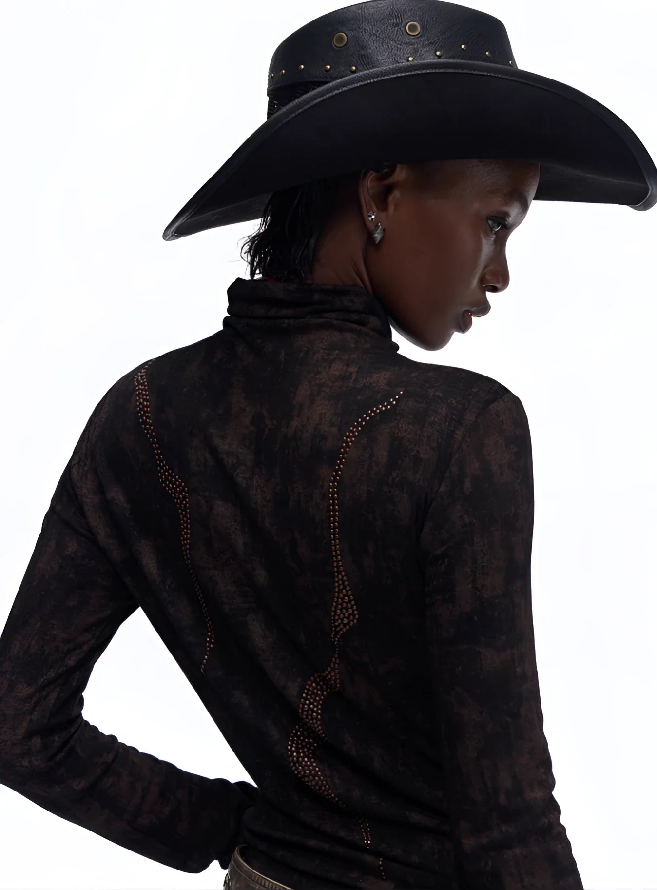 Opium Dragon Rhinestone Turtleneck Top - Fuga Studios