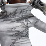 Opium Dragon Rhinestone Turtleneck Top - Fuga Studios