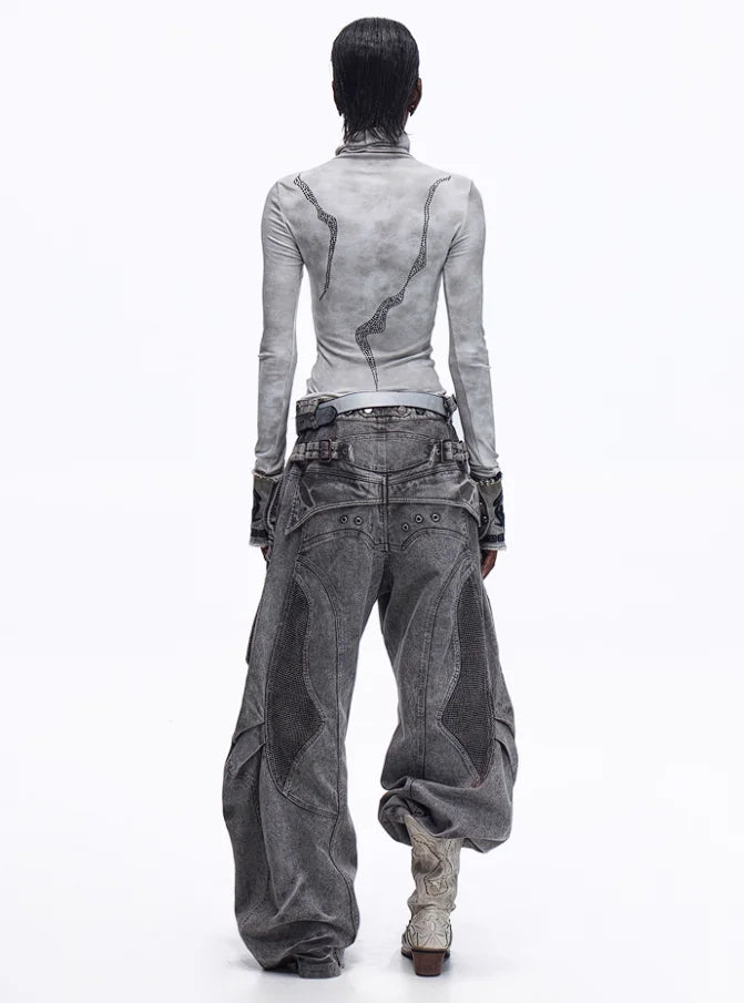 Opium Dragon Rhinestone Turtleneck Top - Fuga Studios