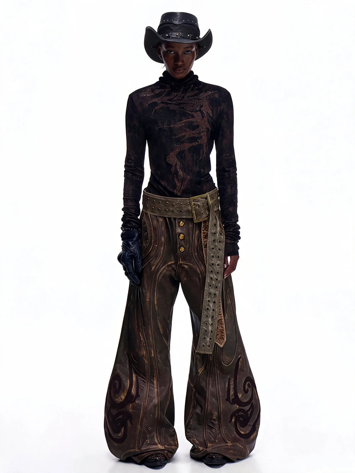 Opium Dragon Rhinestone Turtleneck Top - Fuga Studios