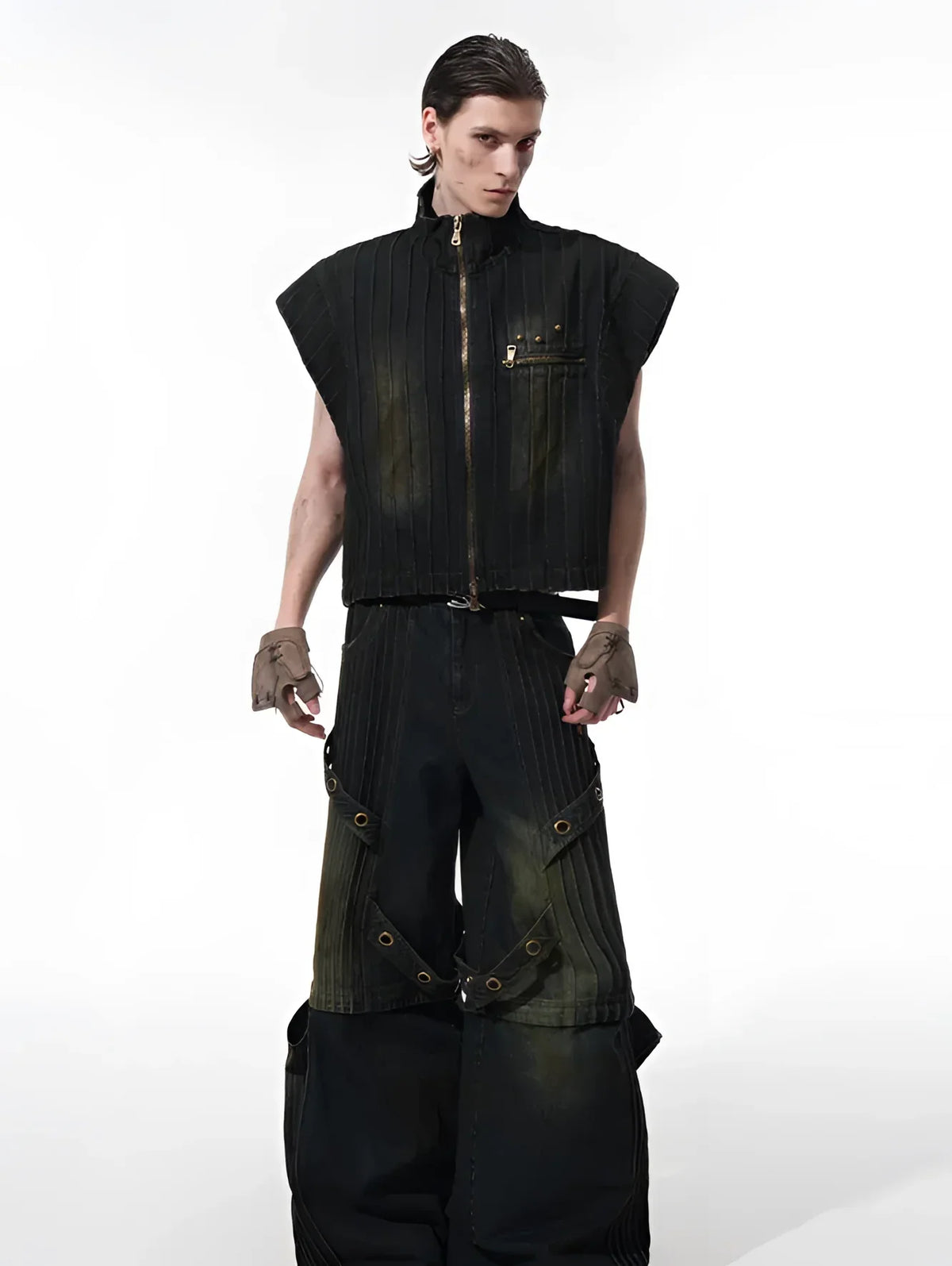 セットアップ リメイク 再構築 archive opium y2k Opium Armor Set. Vest, Wide-Leg, D-Rings. | Fūga Studios