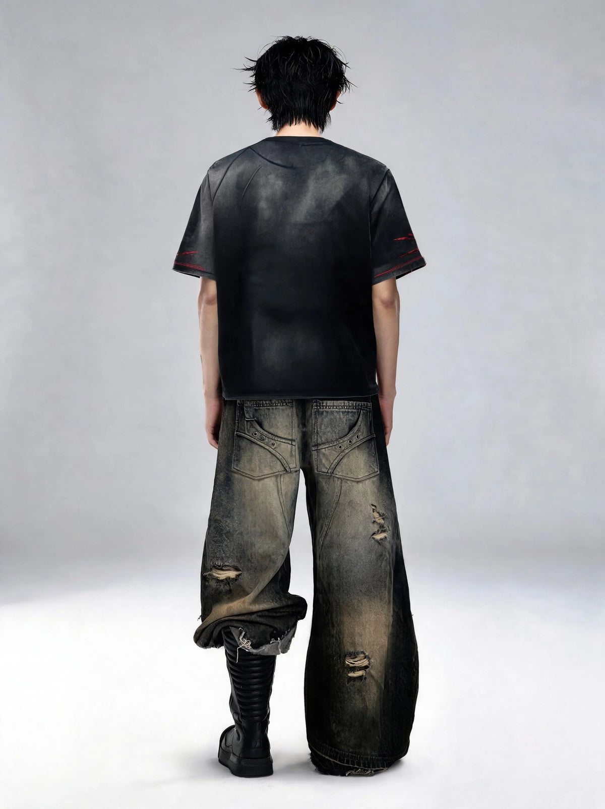 Opium Embroidered Patchwork Jeans Schwarz - Fuga Studios