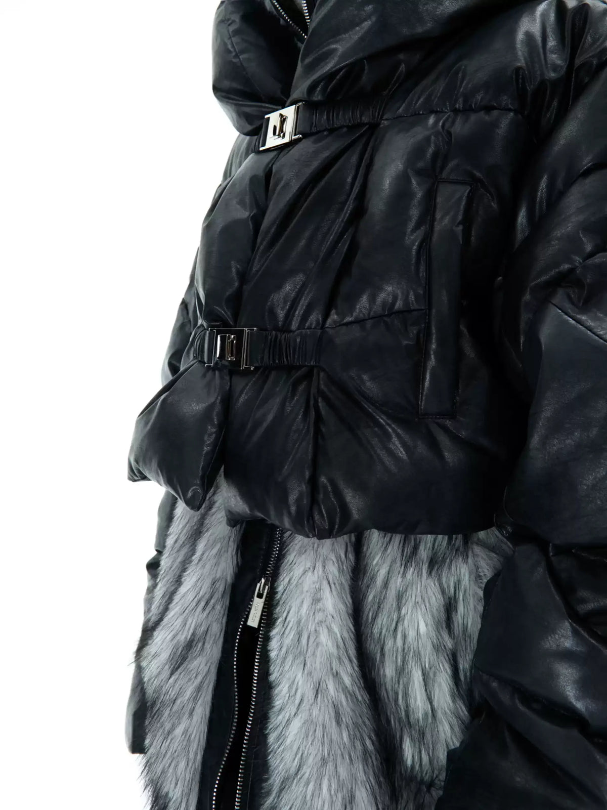 Opium frost puffer. Fur collar, buckles. | Fūga Studios Opium frost puffer. Fur collar, buckles. | Fūga Studios