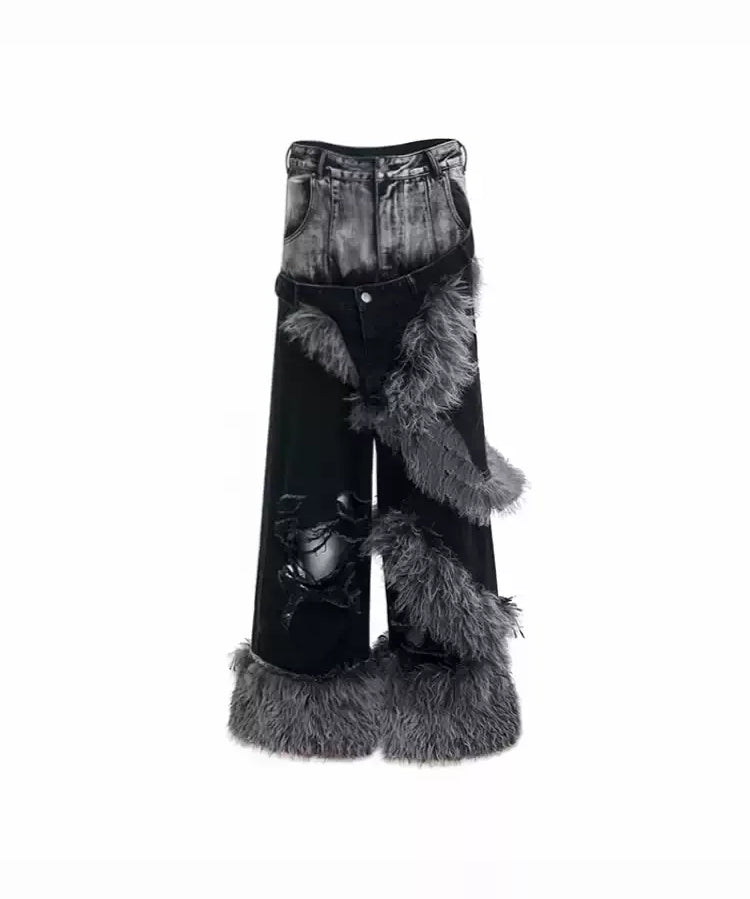 Opium Fur Spiral Flare Jeans - Fuga Studios