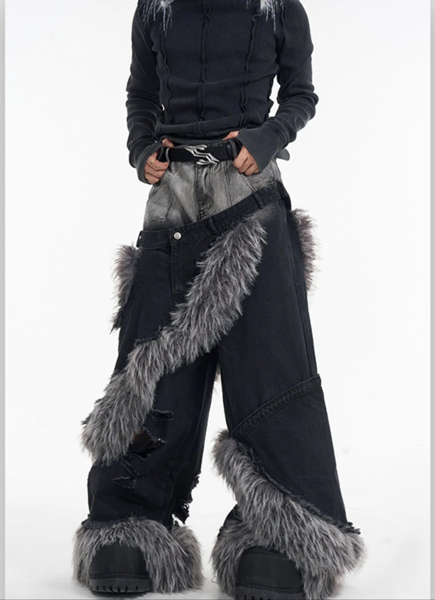 Opium Fur Spiral Flare Jeans - Fuga Studios