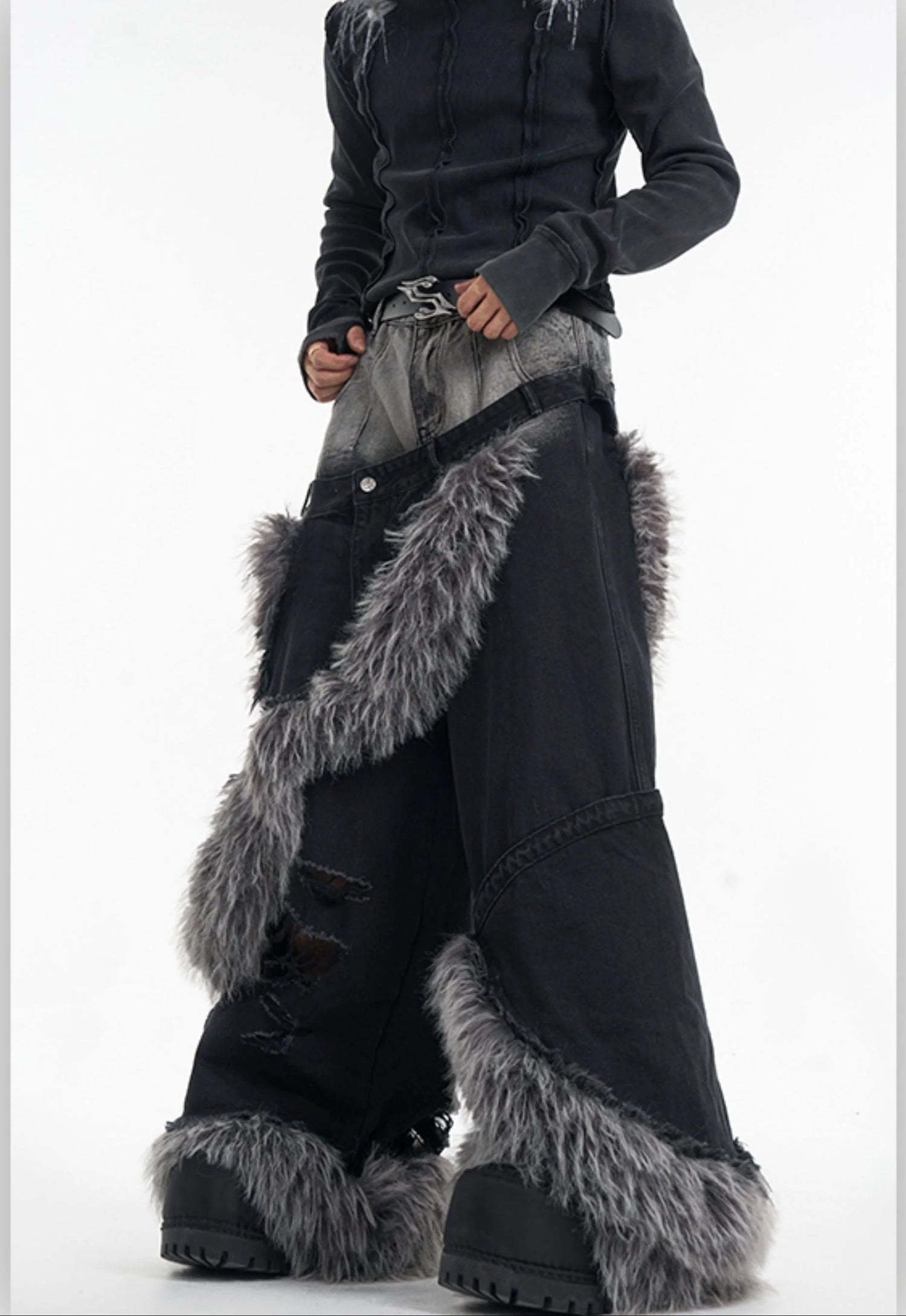 Opium Fur Spiral Flare Jeans - Fuga Studios