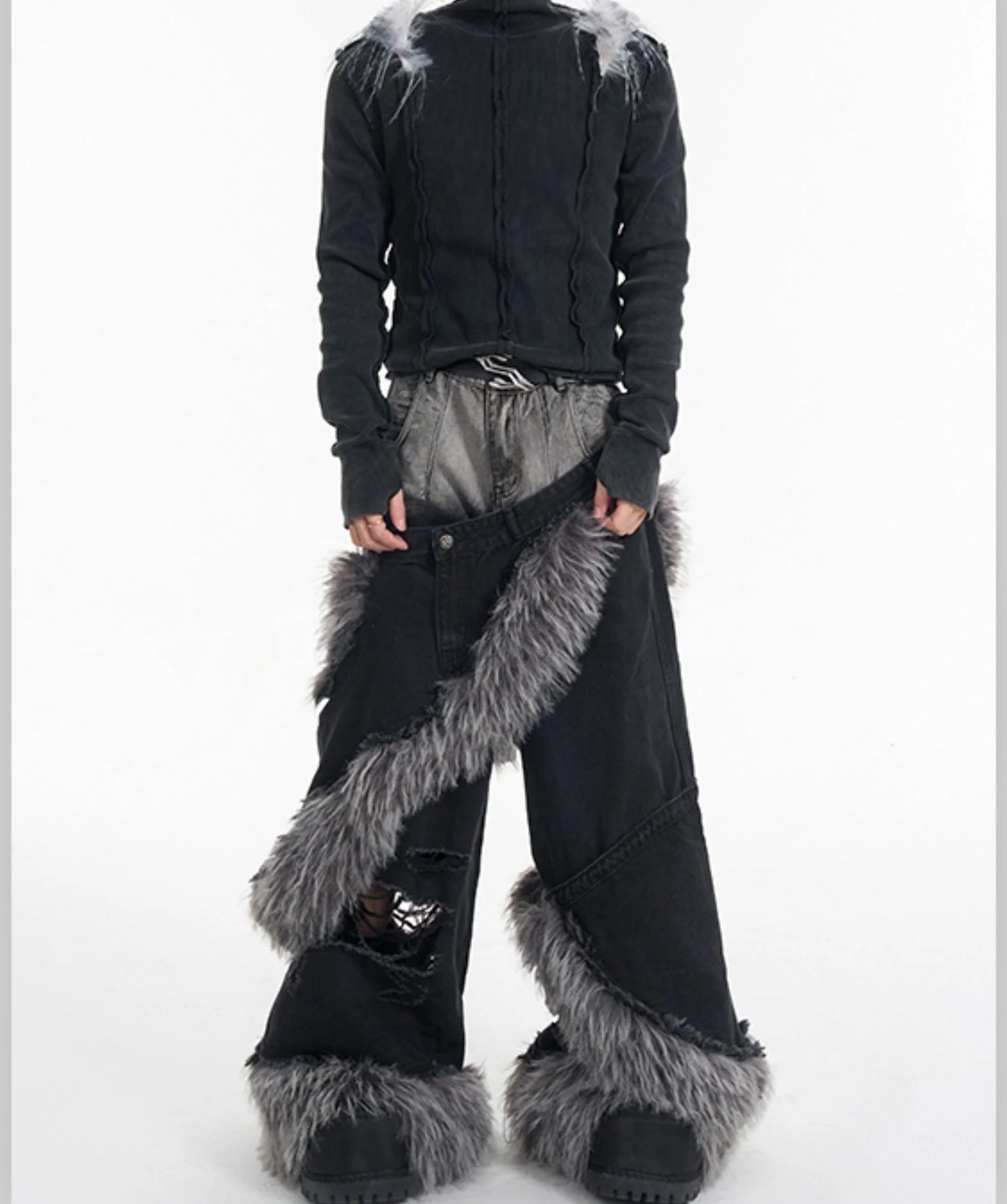 Opium Fur Spiral Flare Jeans - Fuga Studios