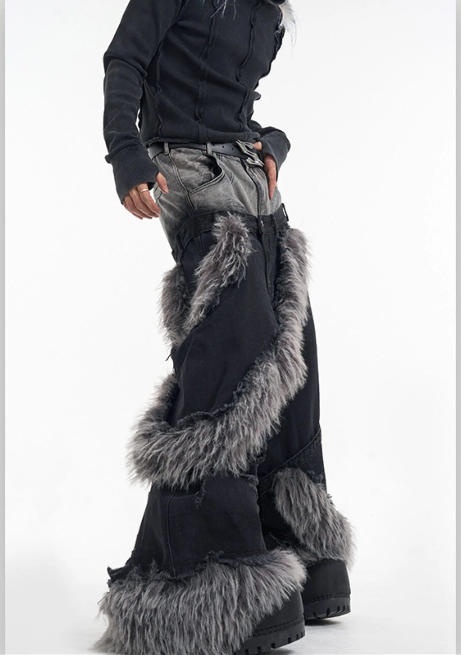Opium Fur Spiral Flare Jeans - Fuga Studios