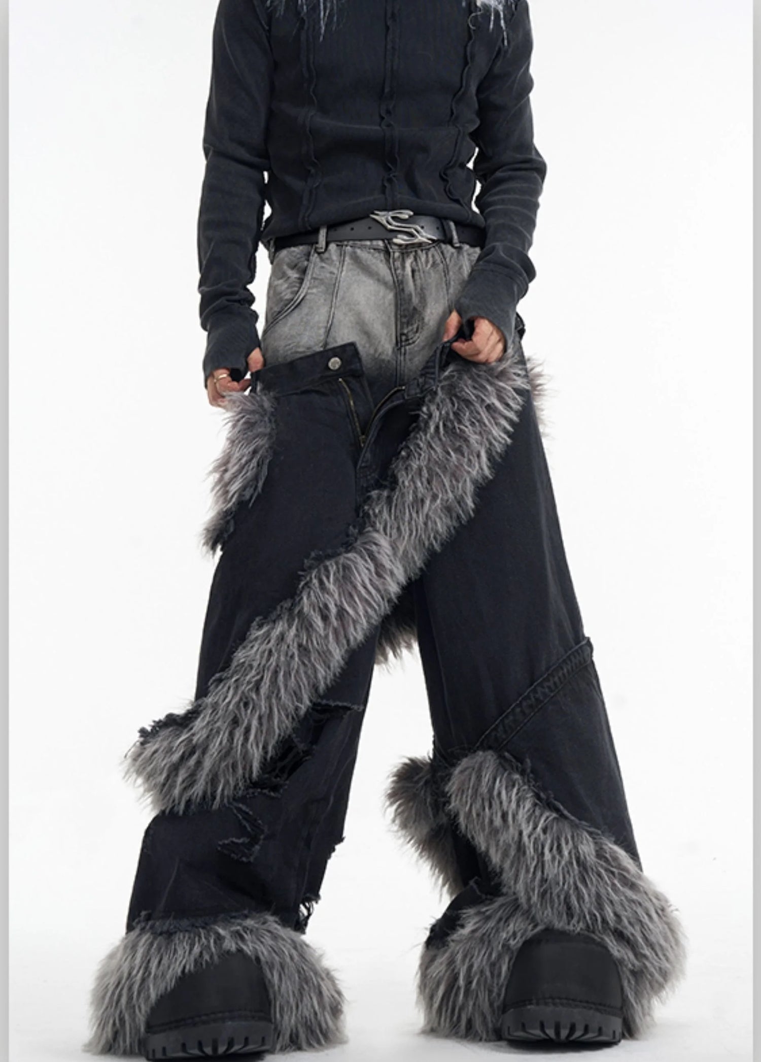 Opium Fur Spiral Flare Jeans - Fuga Studios
