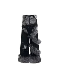 Opium Fur Spiral Flare Jeans