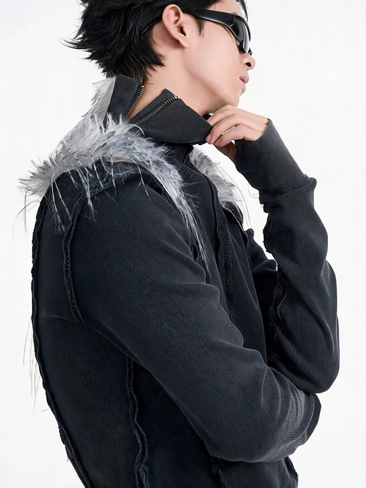 Opium Fuzzy Shoulder Sweater - Fuga Studios