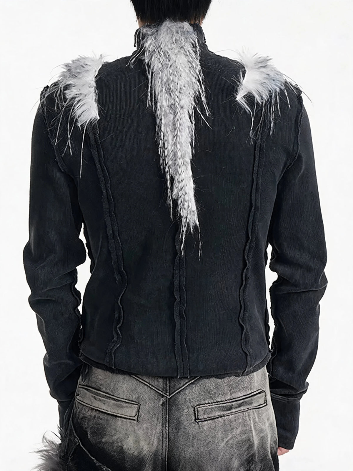 Opium Fuzzy Shoulder Sweater - Fuga Studios