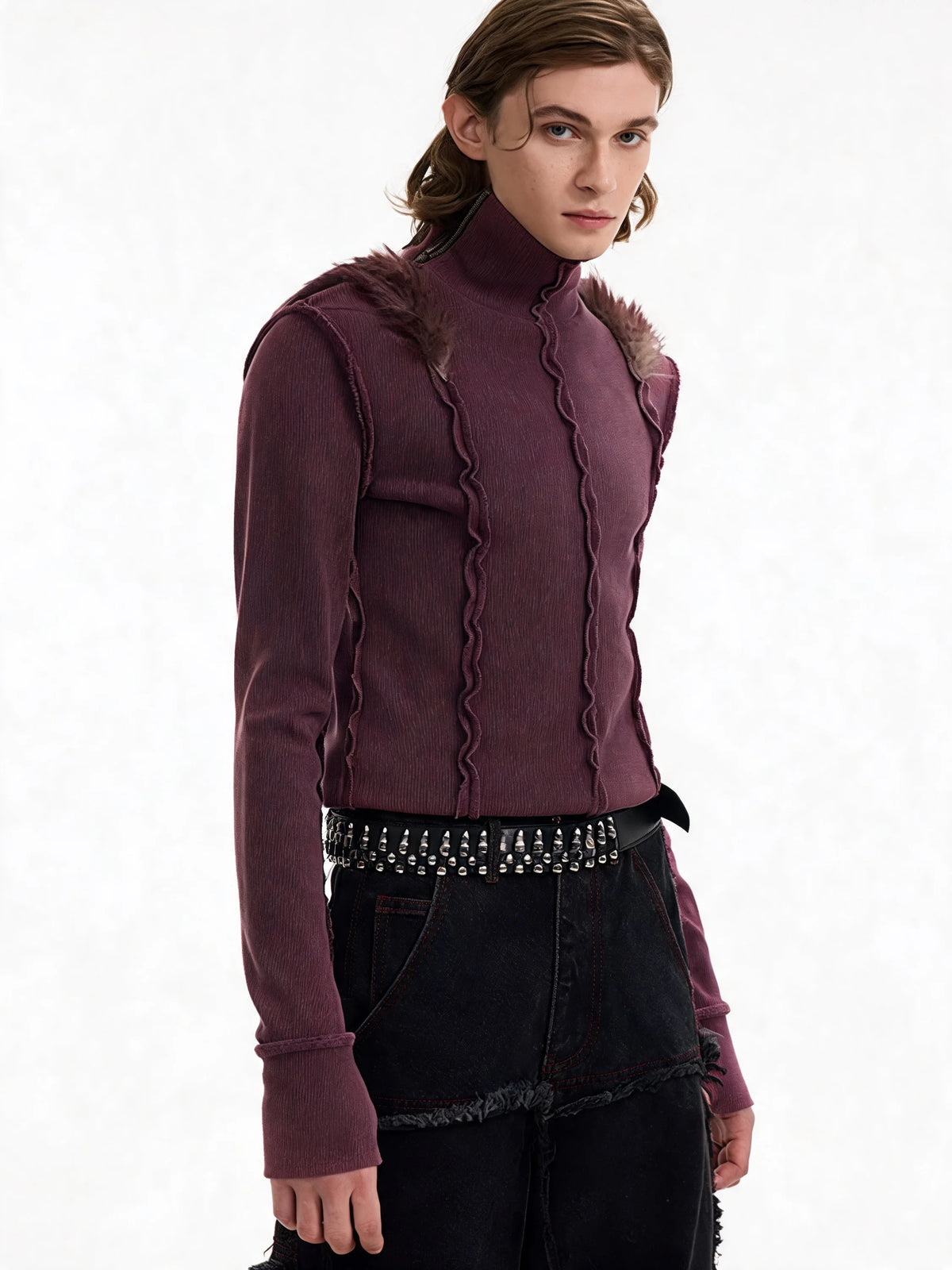 Opium Fuzzy Shoulder Sweater - Fuga Studios