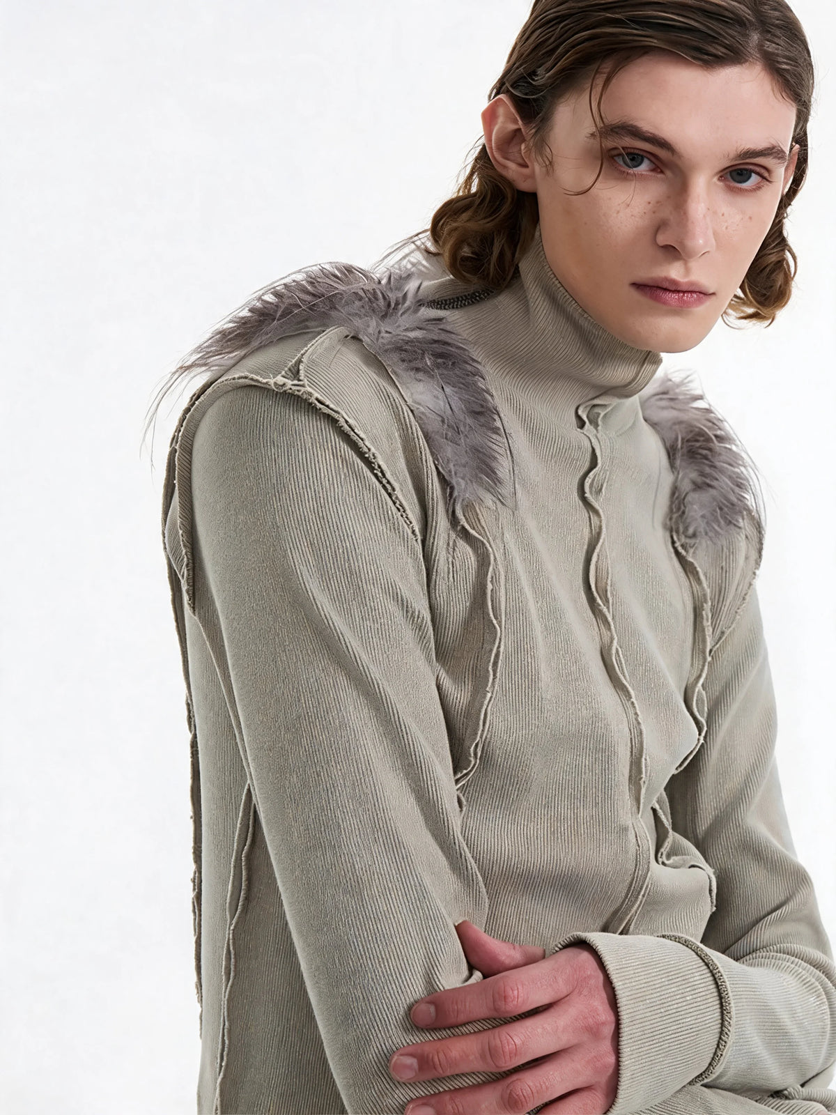 Opium Fuzzy Shoulder Sweater - Fuga Studios
