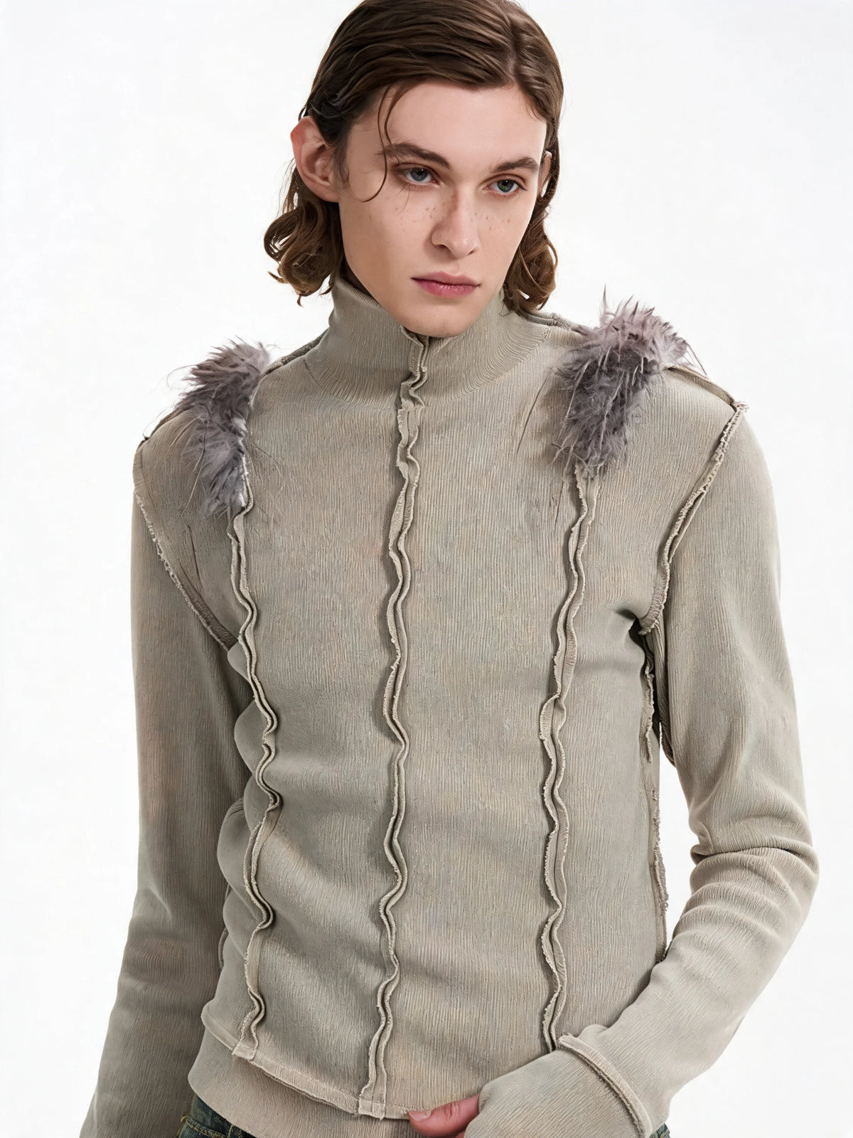 Opium Fuzzy Shoulder Sweater - Fuga Studios