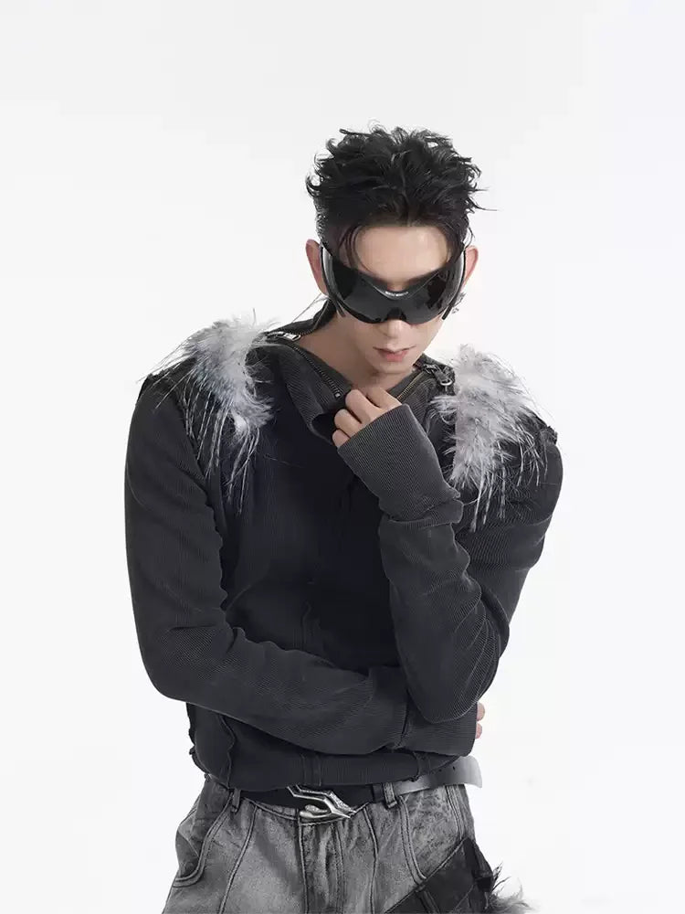 Opium Fuzzy Shoulder Sweater - Fuga Studios