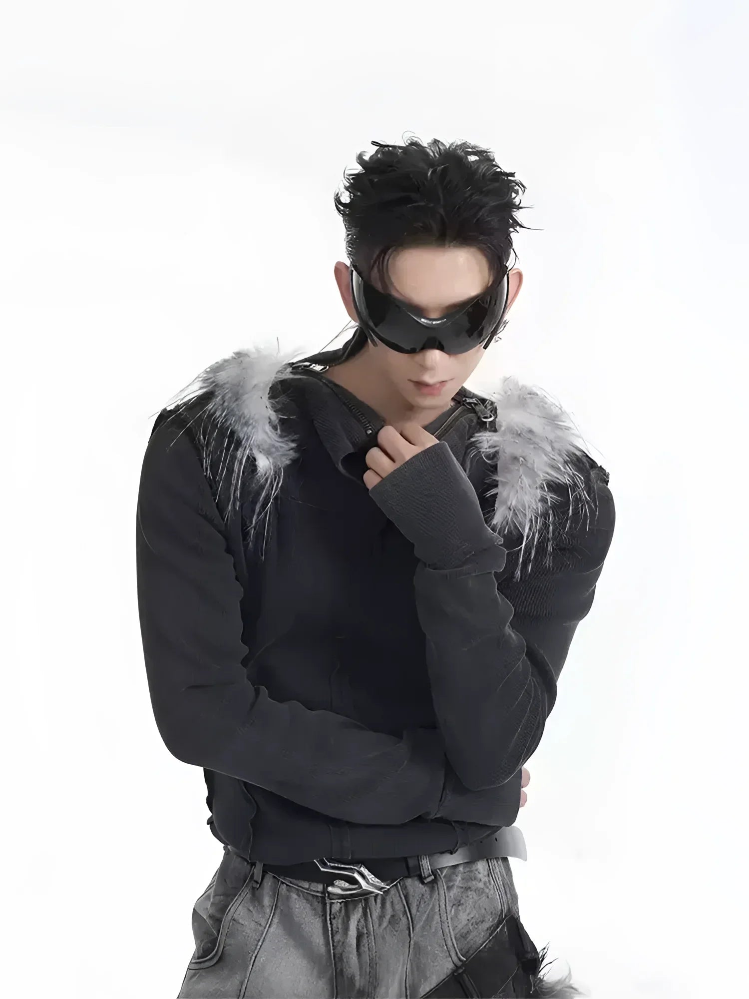 Opium Fuzzy Shoulder Sweater - Fuga Studios