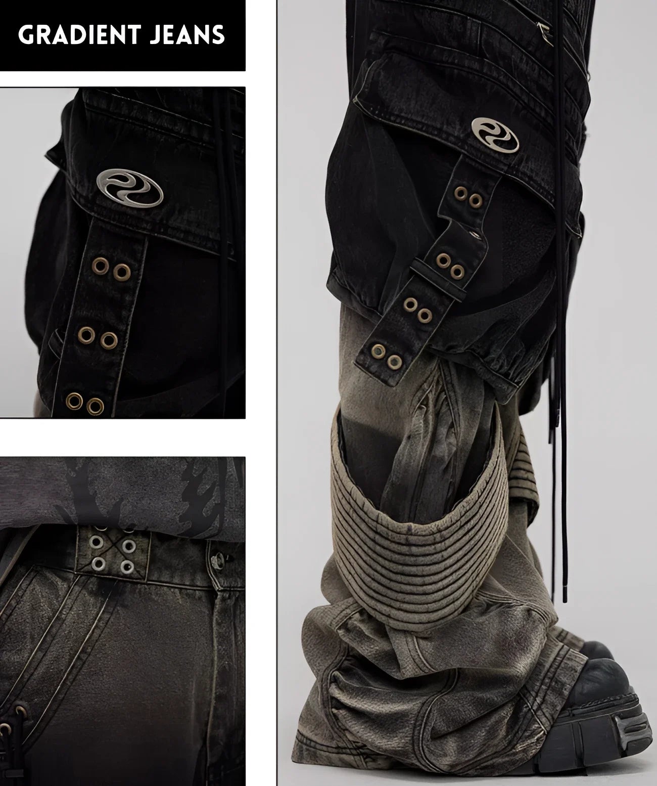 Opium Gradient Multi-Pocket Cargo Pants - Fuga Studios