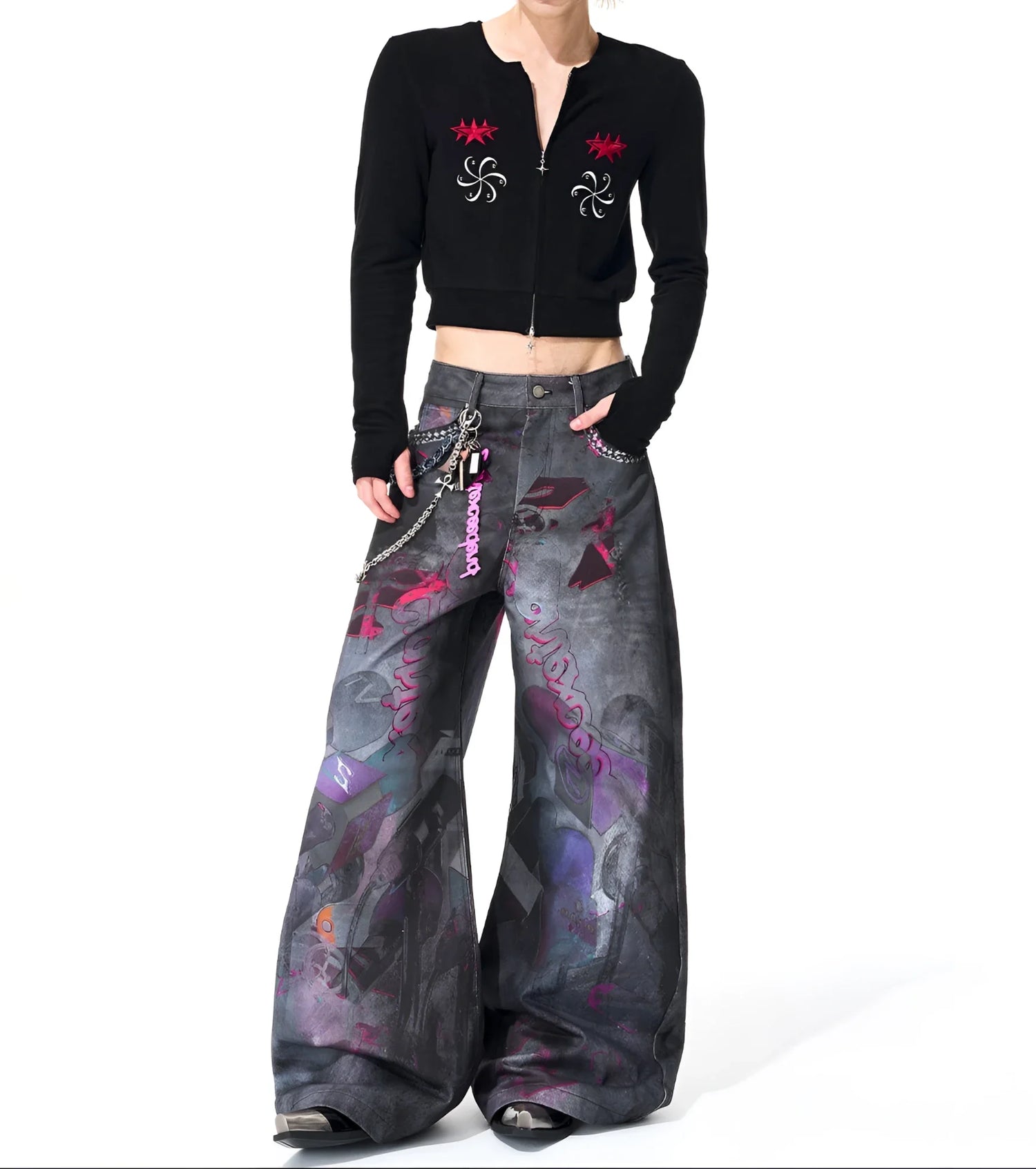 Opium Graffiti Art Wide Leg Jeans - Fuga Studios