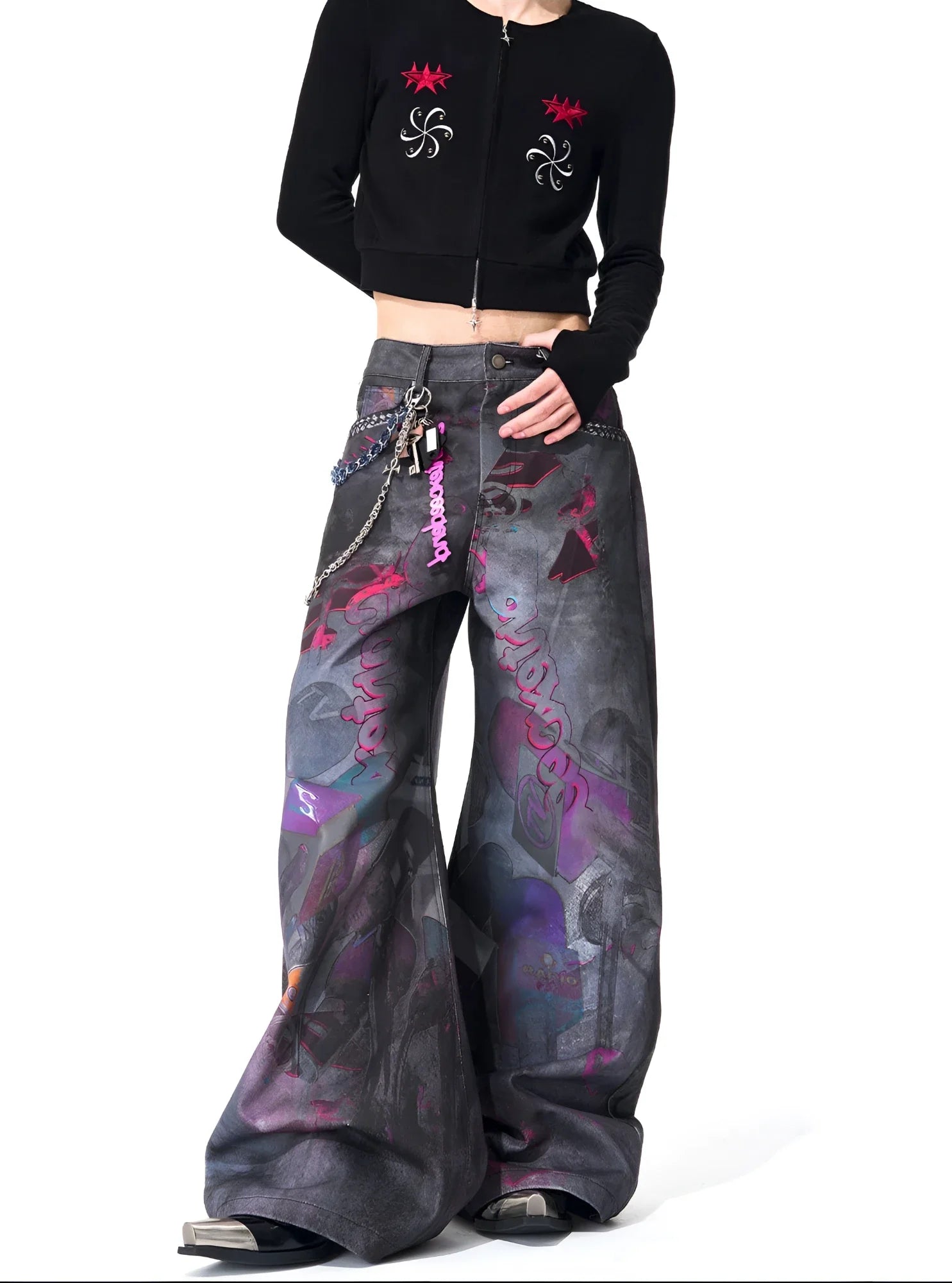 Opium Graffiti Art Wide Leg Jeans - Fuga Studios